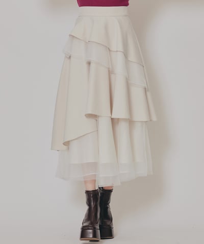 シアーMIXティアードスカート