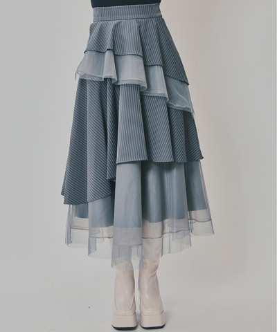 シアーMIXティアードスカート