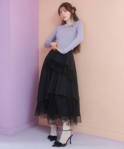 シアーMIXティアードスカート
