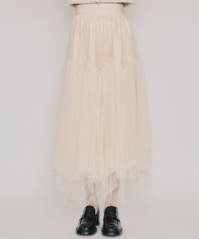 チュールフレアロングスカート