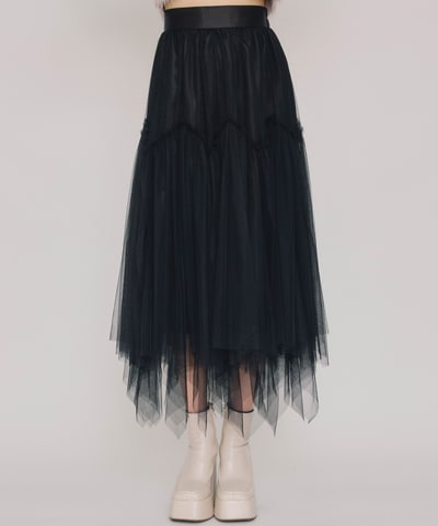 チュールフレアロングスカート