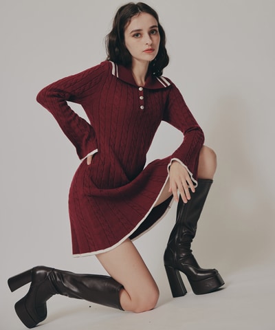 ラインケーブルミニニットワンピース