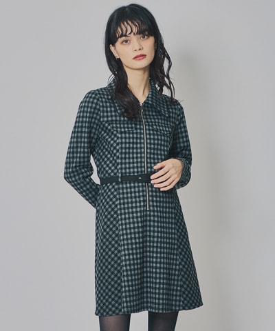 クラシカルチェックZIPミニワンピース