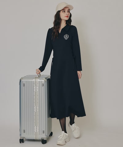 エンブレムサイドレースアップロングスリーブワンピース