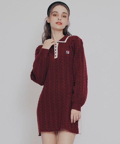 ［FILA×REDYAZEL］ケーブルニットポロミニワンピース