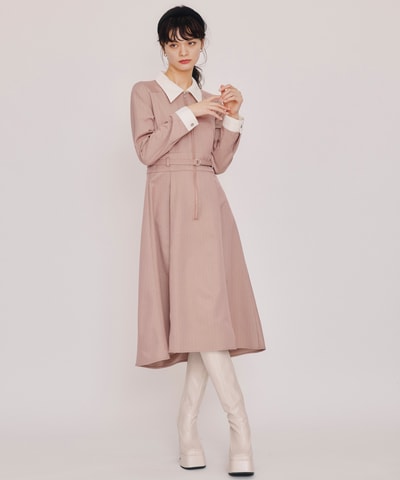 フロントZIPストライプロングワンピース