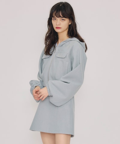 【セットアップ可能】ビッグスリーブフードショートブルゾン