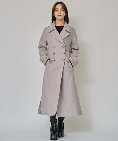 バイカラースリムチェスターコート