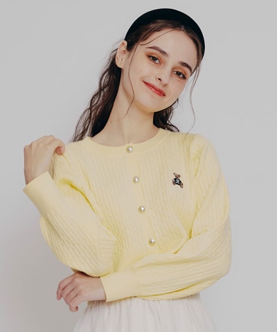 Azelyミニケーブルニットカーディガン