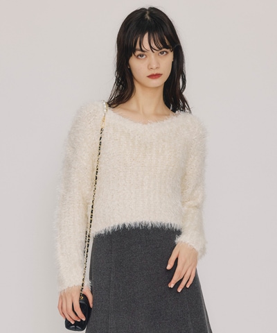 ブークレラメシャギーニットプルオーバー