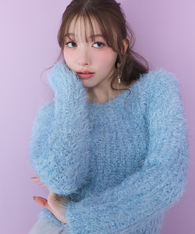 ブークレラメシャギーニットプルオーバー