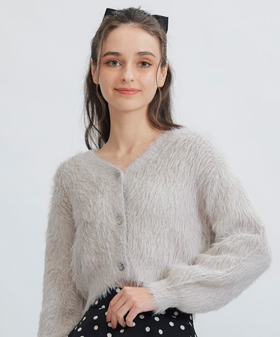 コンパクトシャギーニットカーディガン