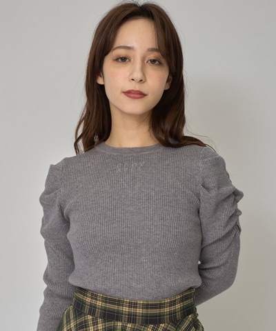 パワショルロゴリブニットトップス