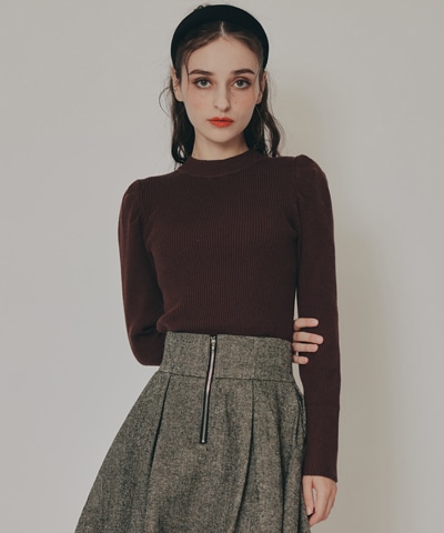 パワショルボトルネックニットトップス