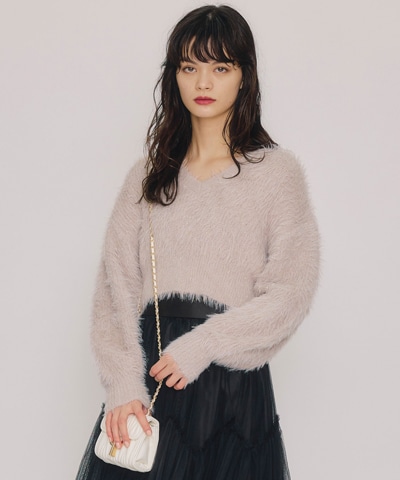 ラメシャギーニットプルオーバー