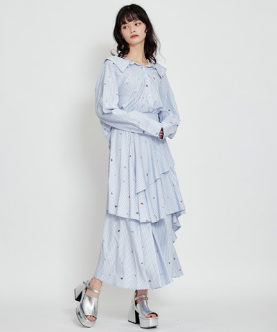 【セットアップ可能】REDYAZELアルファベットロゴ刺繍2WAYシャツブラウス