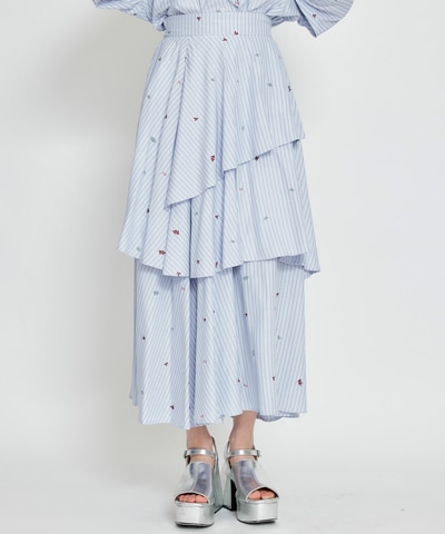 【セットアップ可能】REDYAZELアルファベットロゴ刺繍ティアードロングスカート