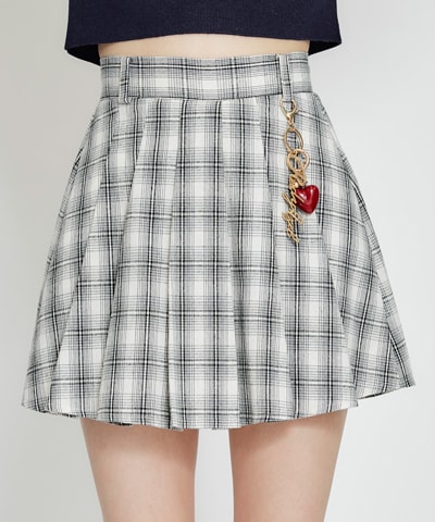 REDYAZEL×ハートチャームプリーツミニスカート