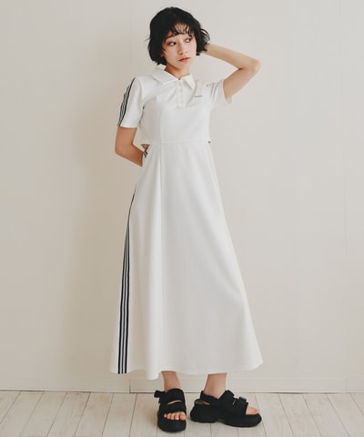 ライン2WAYサイドカットロングフレアワンピース
