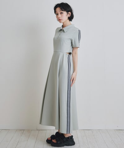 ライン2WAYサイドカットロングフレアワンピース