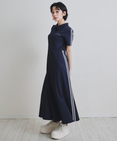 ライン2WAYサイドカットロングフレアワンピース
