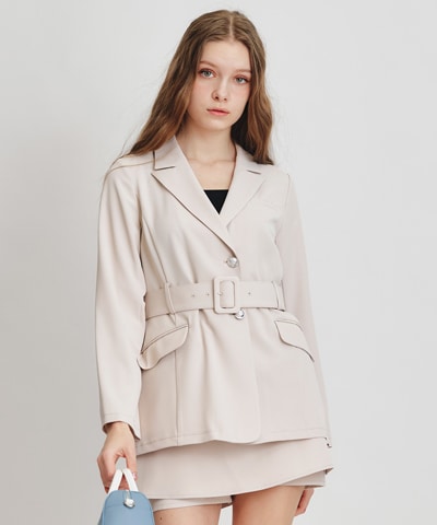 【セットアップ可能】アイシーカラーウエストマークベルトテーラードジャケット