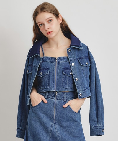 【Chemical Wash Series】ケミカルウォッシュデニムダブルカラーGジャン