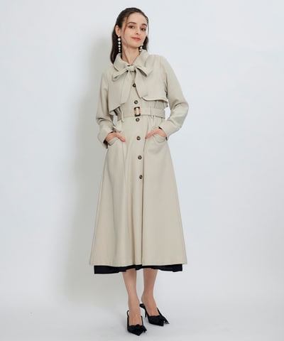 2WAYレイヤードライクリボントレンチコート