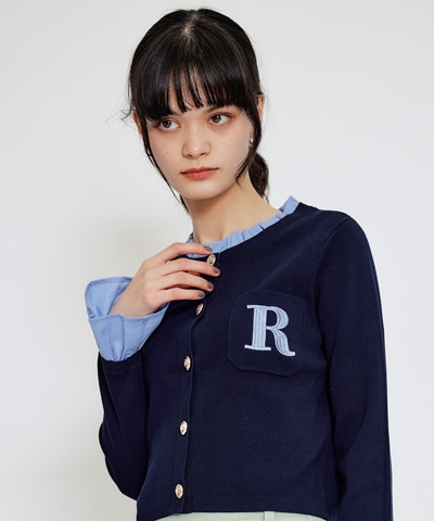 Rフリルレイヤードニットカーディガン