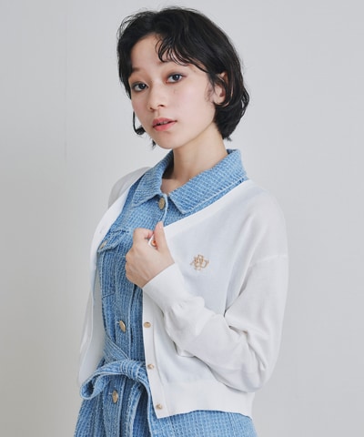 ロゴプレートVネックカーディガン