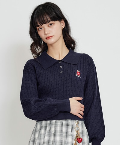 【2/13(金) 昼12時発売開始】Azelyハートミニケーブルポロニット