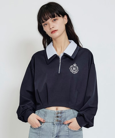 エンブレムダブルカラーカットプルオーバー