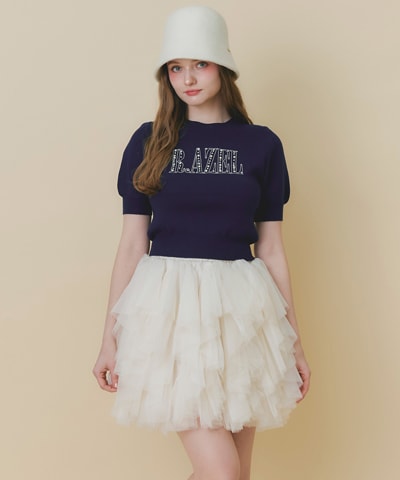 チュールフリルボリュームミニスカート