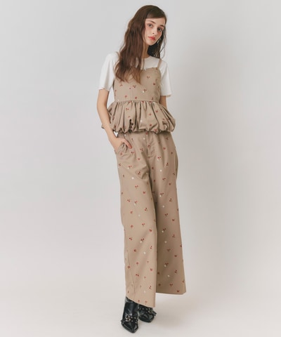 【Fleur monogram Series】フルールモノグラムエンブロイダリーワイドパンツ