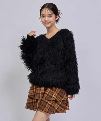 【=LOVE 大場花菜さん着用】2WAYループヤーンシャギーニットトップス