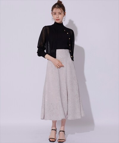 日本製】カットジャガード接ぎフレアスカート(S ベージュ): Swingle  