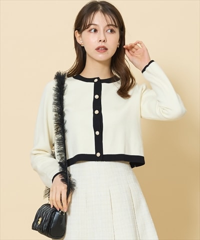 配色千鳥柄金ボタンニットカーディガン(F エクリュ): Swingle｜公式  