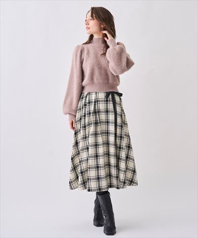 【12/5(Fri)予約開始】リボンベルト付きチェックフレアスカート