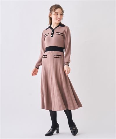 【12/5(Fri)発売開始】配色ポロニットワンピース