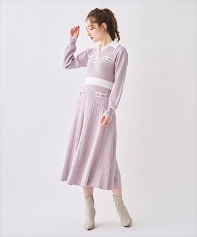 【12/5(Fri)発売開始】配色ポロニットワンピース