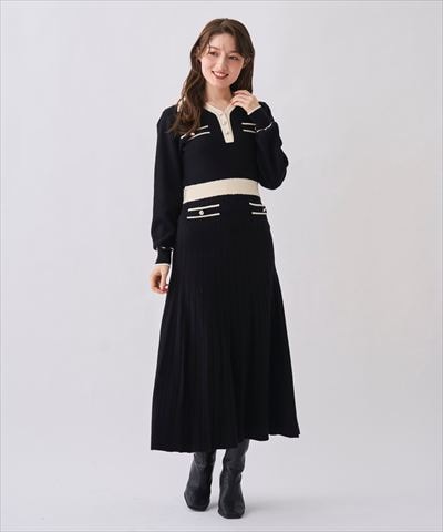 【12/5(Fri)発売開始】配色ポロニットワンピース
