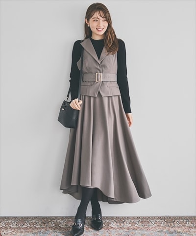 ジレアシメワンピースセットアップ