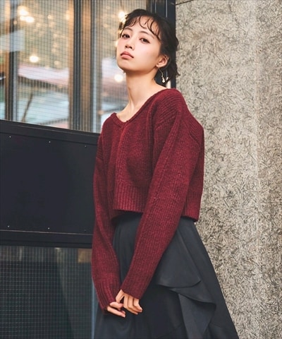 バックリボンニットプルオーバー