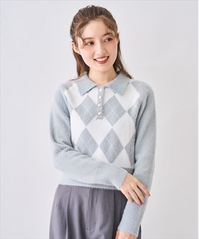 【12/5(Fri)発売開始】フェザーアーガイルポロニット