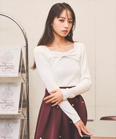 2WAYリボンリブニット