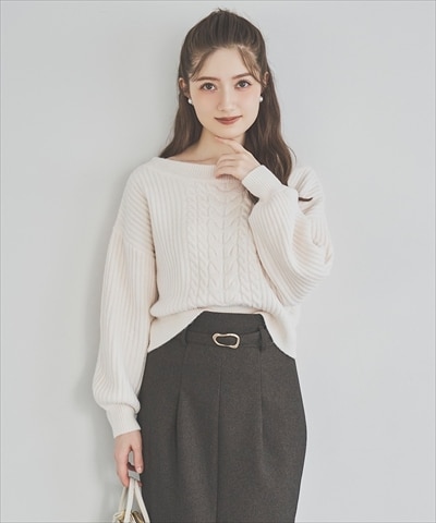 ケーブルデザインリブニット