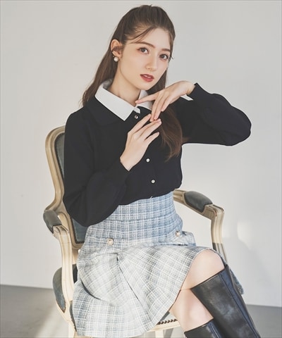 シャツレイヤードニット