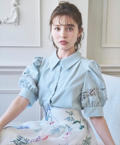 【3/19(Thu)発売】袖レース半袖ブラウス