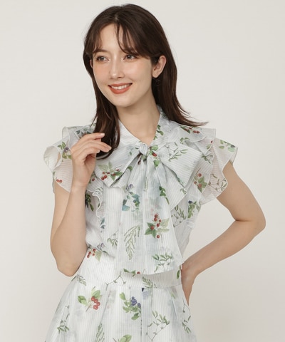 【7/28発売】フルーツボタニカルプリントブラウス