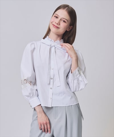 【2/20(Fri)発売】フリルスタンドネック袖レースブラウス